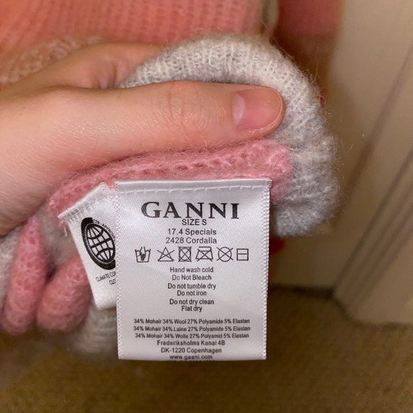 GANNI Designer Pink Striped Mohair Sweater SMALL - Picture 3 of 4